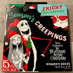Disney’s Nightmare before Christmas Advent calendar 15 days of socks Women NWT